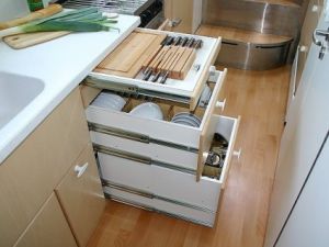 Camper Van which looks like a Dustbin Wagon Camper Van Kitchen