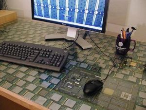 Desk made of 434 Itanium CPUs chipdesk