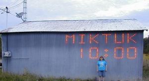 LED Clock with GPS Receiver Embeded in Garage LED Clock Embeded in Garage