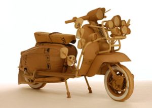 Cardboard Guy has Serious Talent Cardboard Moped Front
