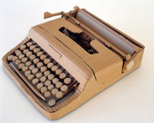 Cardboard Guy has Serious Talent Cardboard Typewriter
