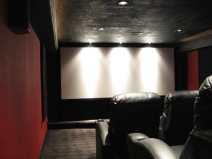 home theater basement construction 300x225 Home Cinema Theatre Build