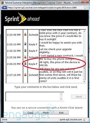 palm pre unlocked Palm Pre to cost $549.99 off Contract