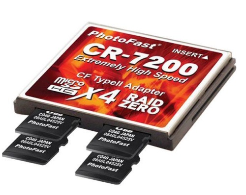 microSDHC to CF Converter takes 4 Cards