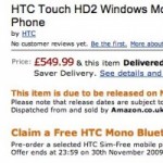 HTC HD2 SIM Free coming 20 November in UK