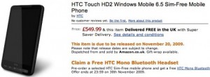 htc hd2 amazon preorder november 20t 300x111 HTC HD2 SIM Free coming 20 November in UK