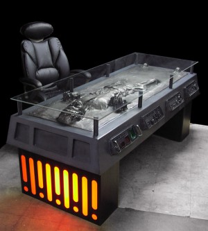 Han Solo Frozen in carbonite desk 300x333 Han Solo Frozen in Carbonite Custom Built Desk