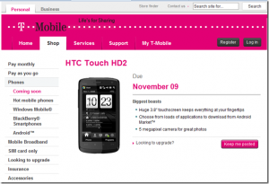 tmobile hd2 300x205 HTC HD2 Coming to T Mobile UK November